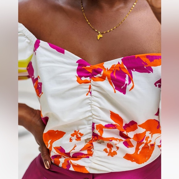 @tinekab Amazon The Drop Floral Print Puff Sleeve Sweetheart Top XL NWT - Picture 5 of 15